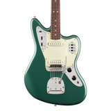 Front of Fender Vintera III Mid '60s Jaguar Rosewood Sherwood Green Metallic.               
