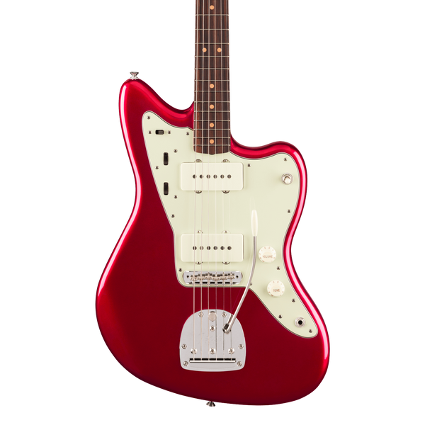 Front of Fender Vintera III Mid '60s Jazzmaster Rosewood Candy Apple Red.