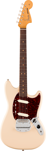 Full frontal of Fender Vintera III Mid '60s Mustang Rosewood Olympic White.