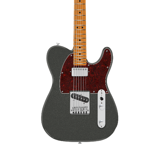 Front of Fender FSR Limited Edition Player II Telecaster Roasted MP Charcoal Frost Metallic.