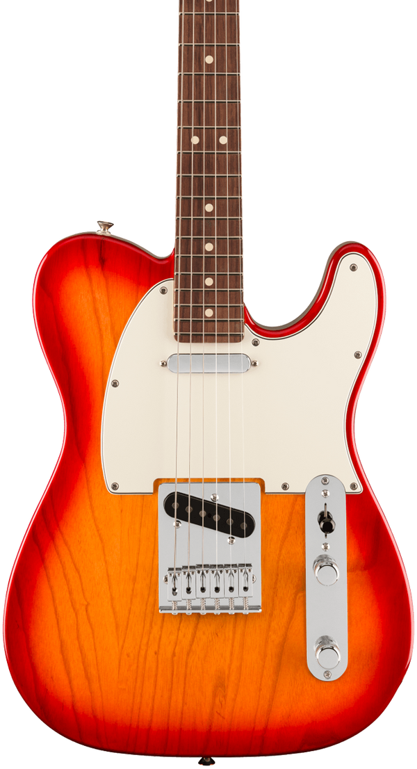 Front of Fender Player II Telecaster Rosewood Fingerboard Aged Cherry Burst.