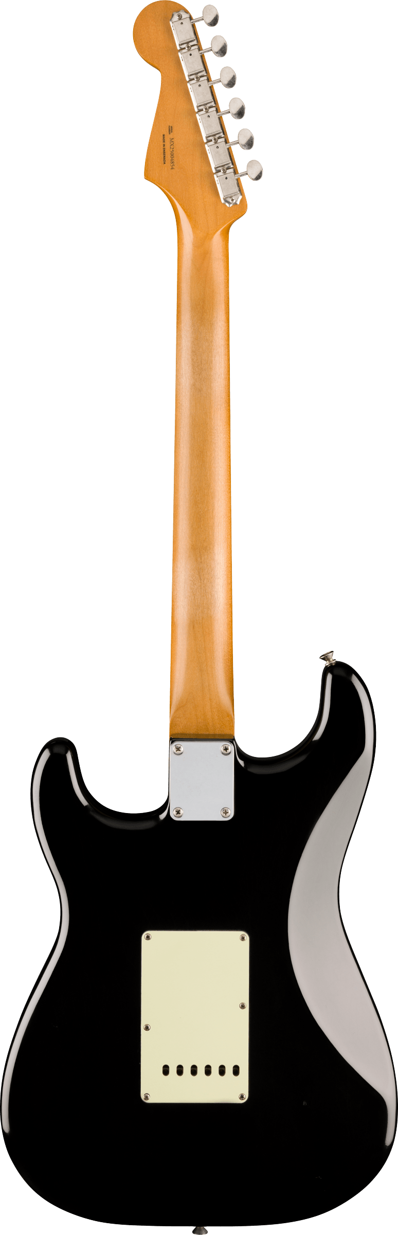 Back of Fender Vintera II Road Worn '60s Stratocaster Maple Black.