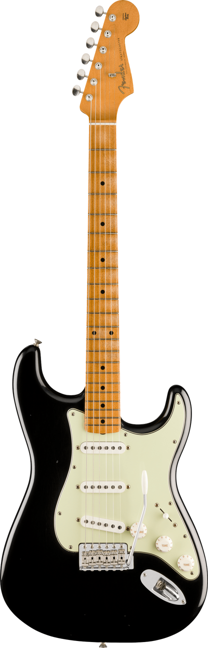 Full frontal of Fender Vintera II Road Worn '60s Stratocaster Maple Black.