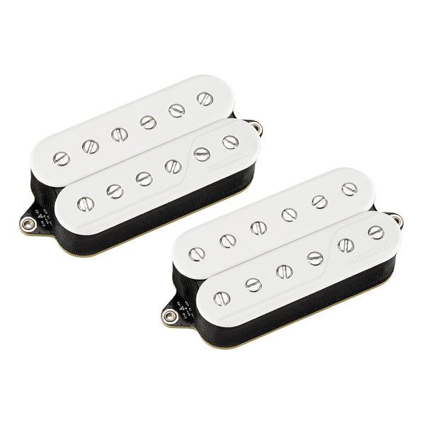 Top down angle of Fishman PRF-CS6-TW2 Fluence Signature Series Tim Henson 6-string Pickup Set White.