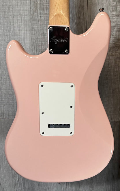 Back view of Used Squier Paranormal Cyclone Shell Pink w/bag