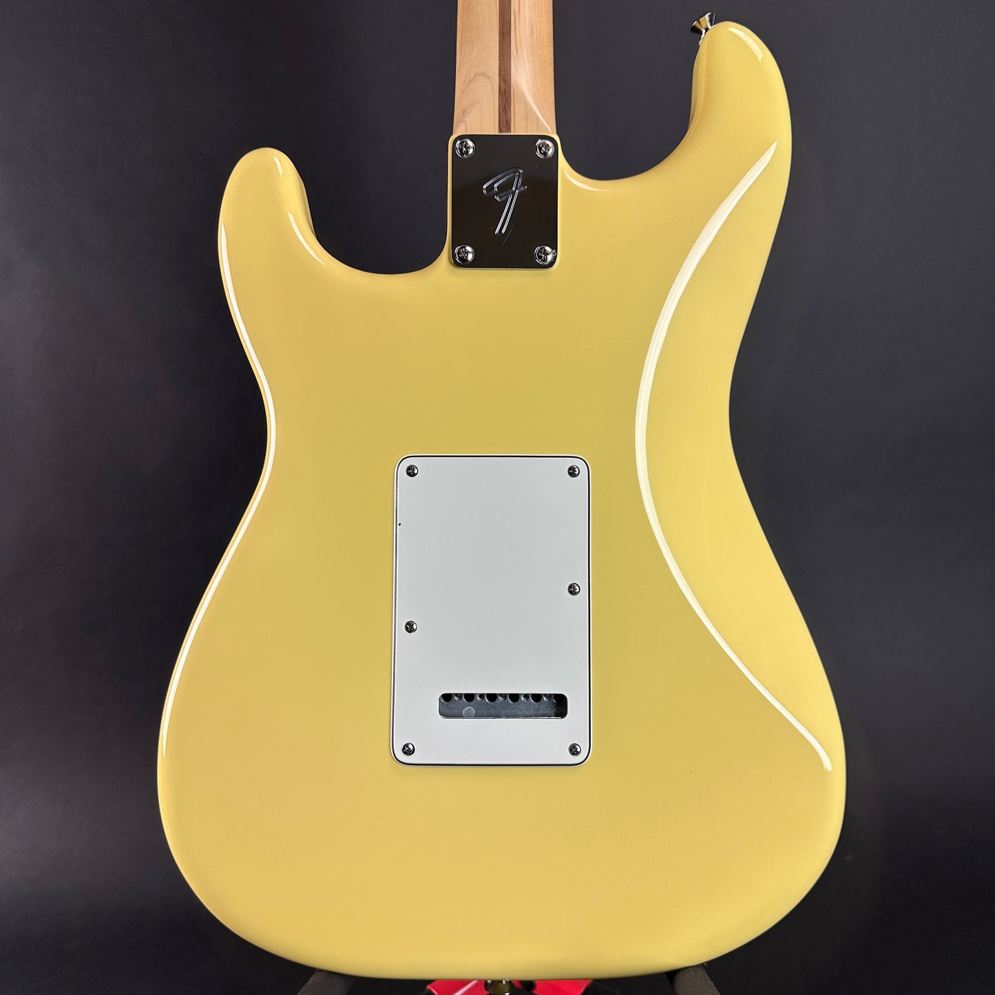 Back of body of Used Fender Player Stratocaster Buttercream.
