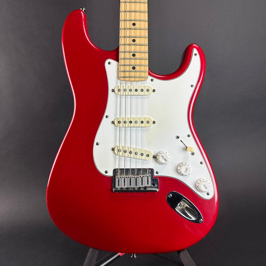 Front of body of Used 1992 Fender USA Strat Red.
