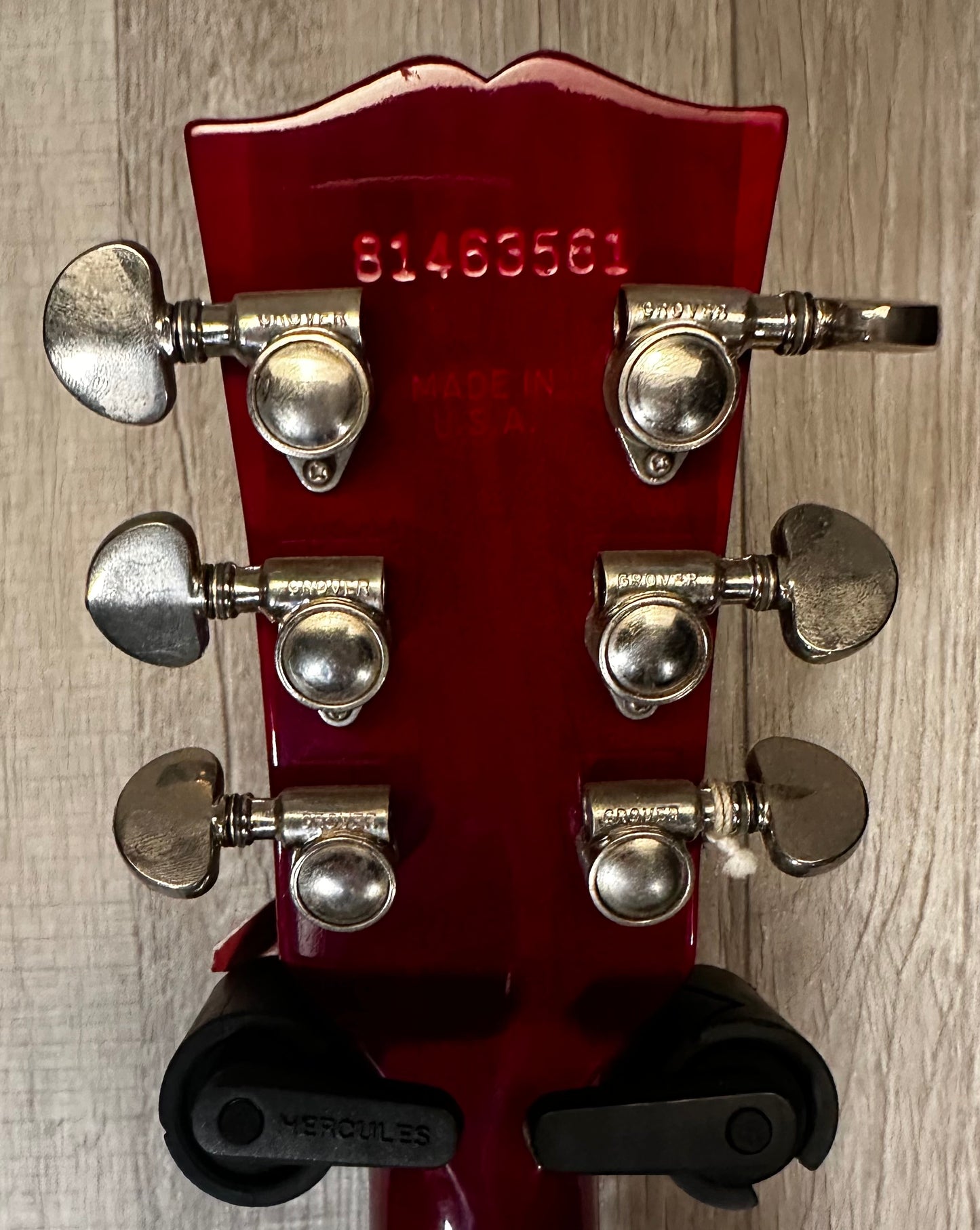 Back of headstock of Used 1983 Gibson ES-335 Cherry Sunburst w/case TSS3477