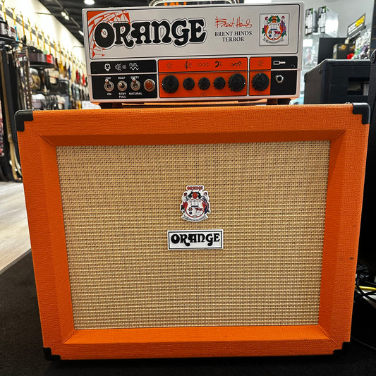 Front view of Used Orange Brent Hinds Terror 2-Channel 15-Watt Guitar Amp Head w/PPC112 Speaker Cab