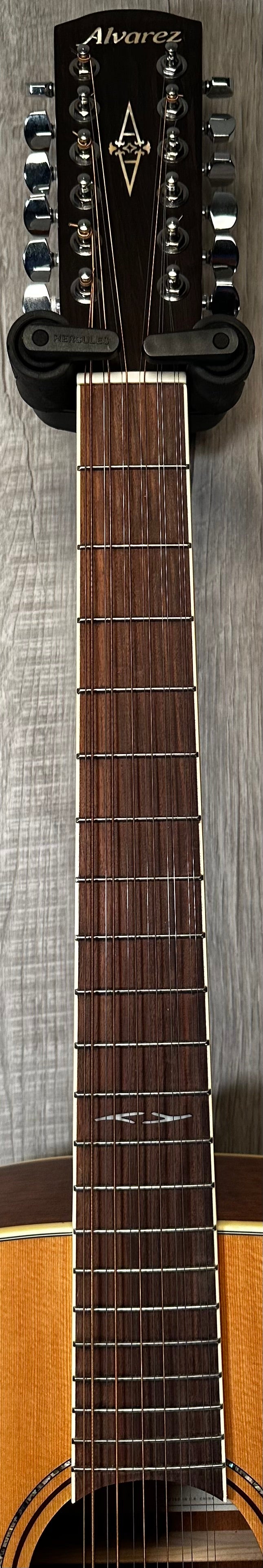 Neck view of Used Alvarez AD60-12 12 String Acoustic Natural w/case 