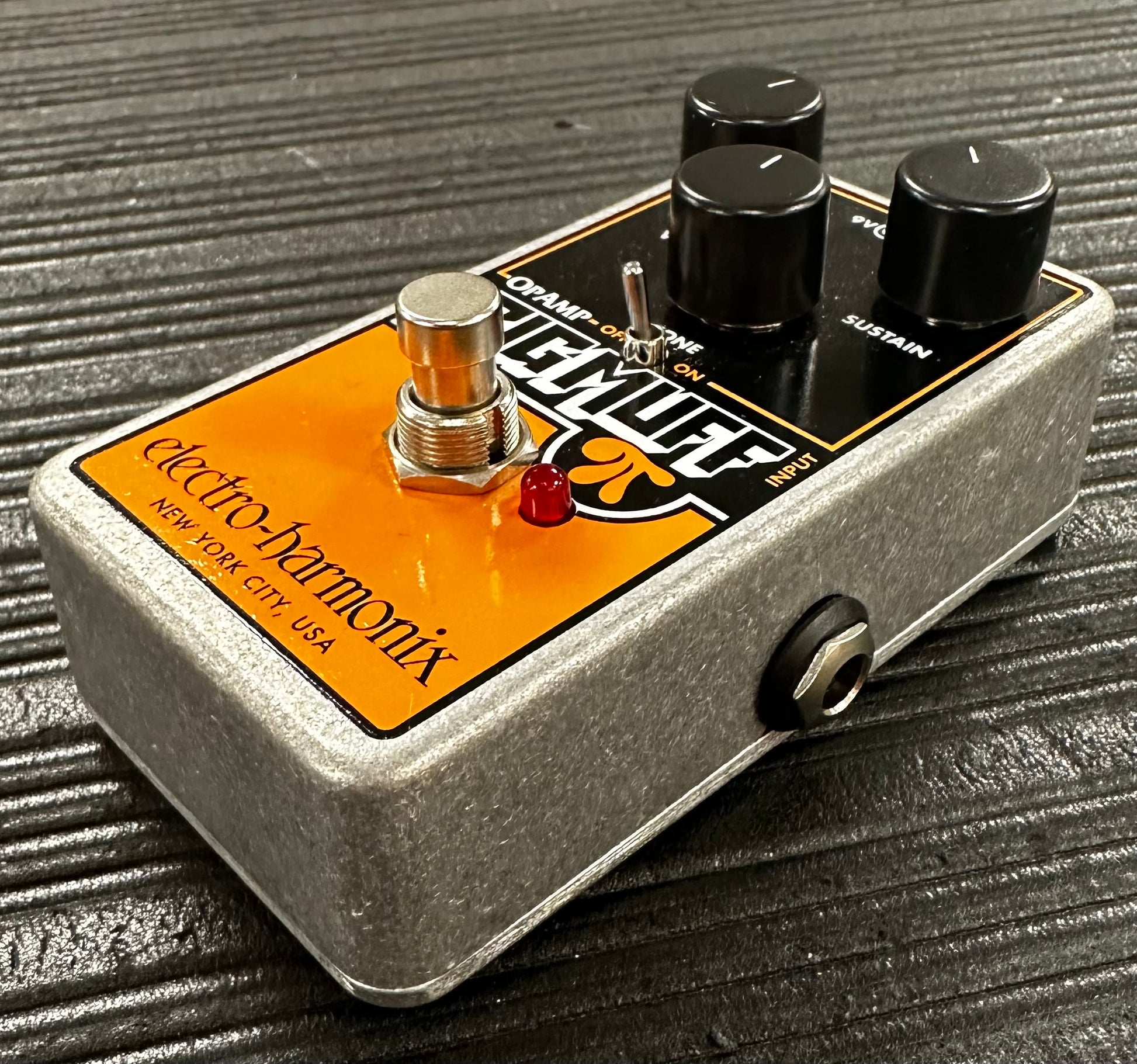 Side view of Used Electro Harmonix EHX Big Muff OP-Amp Fuzz Pedal 