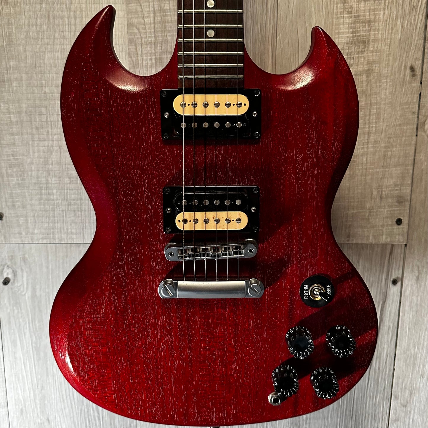 Front view of Used 2014 Gibson SGJ 120th Anniversary Satin Cherry 