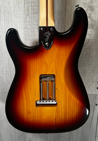 Back view of Used 2014 Fender 70s Stratocaster MN 3 Color Sunburst 