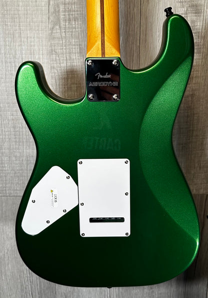 Back view of Used 2022 Fender Aerodyne Special Strat HSS MN Speed Green Metallic w/bag