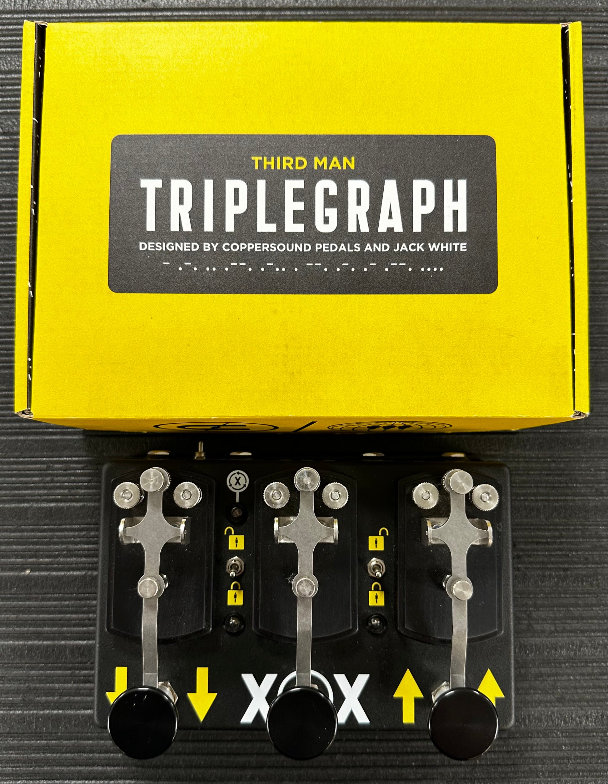 Top view with box of Used Thirdman TripleGraph Pedal w/box 