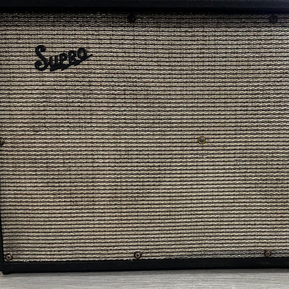 Front view of Used Vintage 1967 Supro Sportsman 2x12 50 Watt 8 Ohm Guitar Speaker Cab 