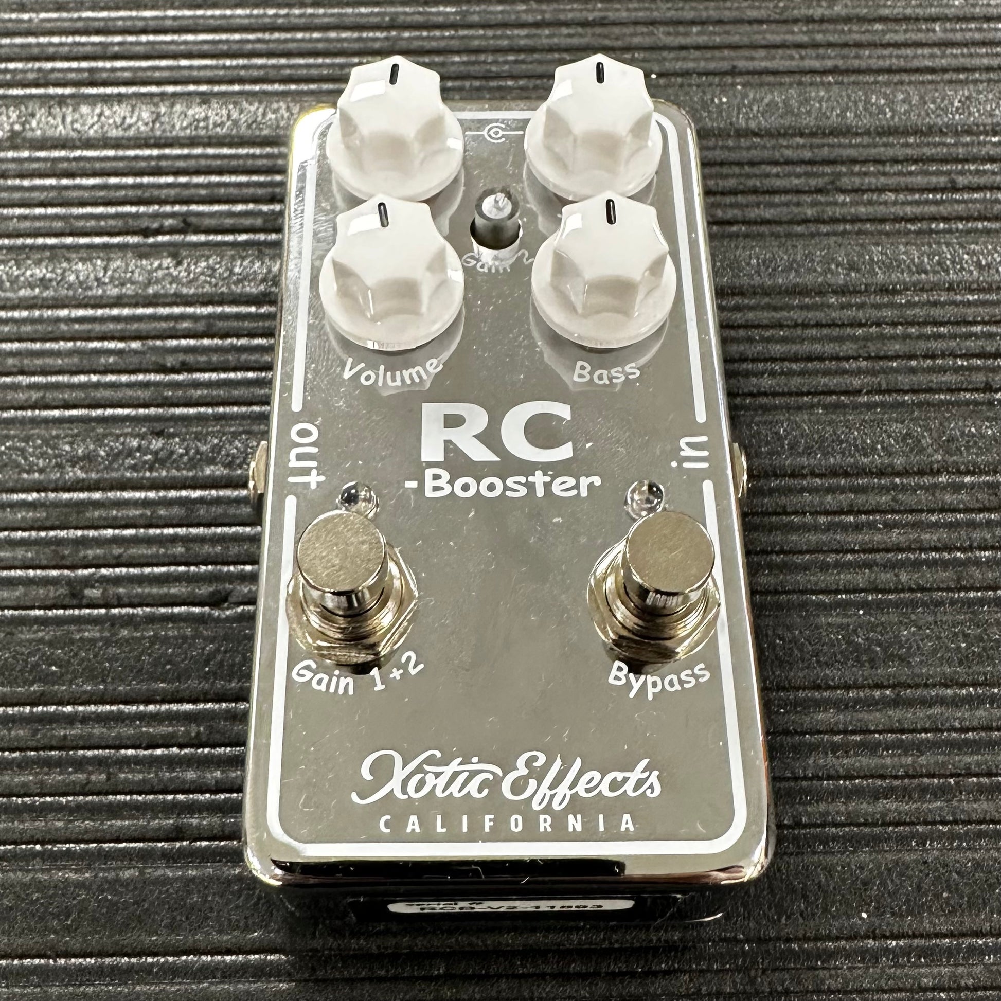 Top view of Used Xotic RC Booster V2 Chrome Pedal 