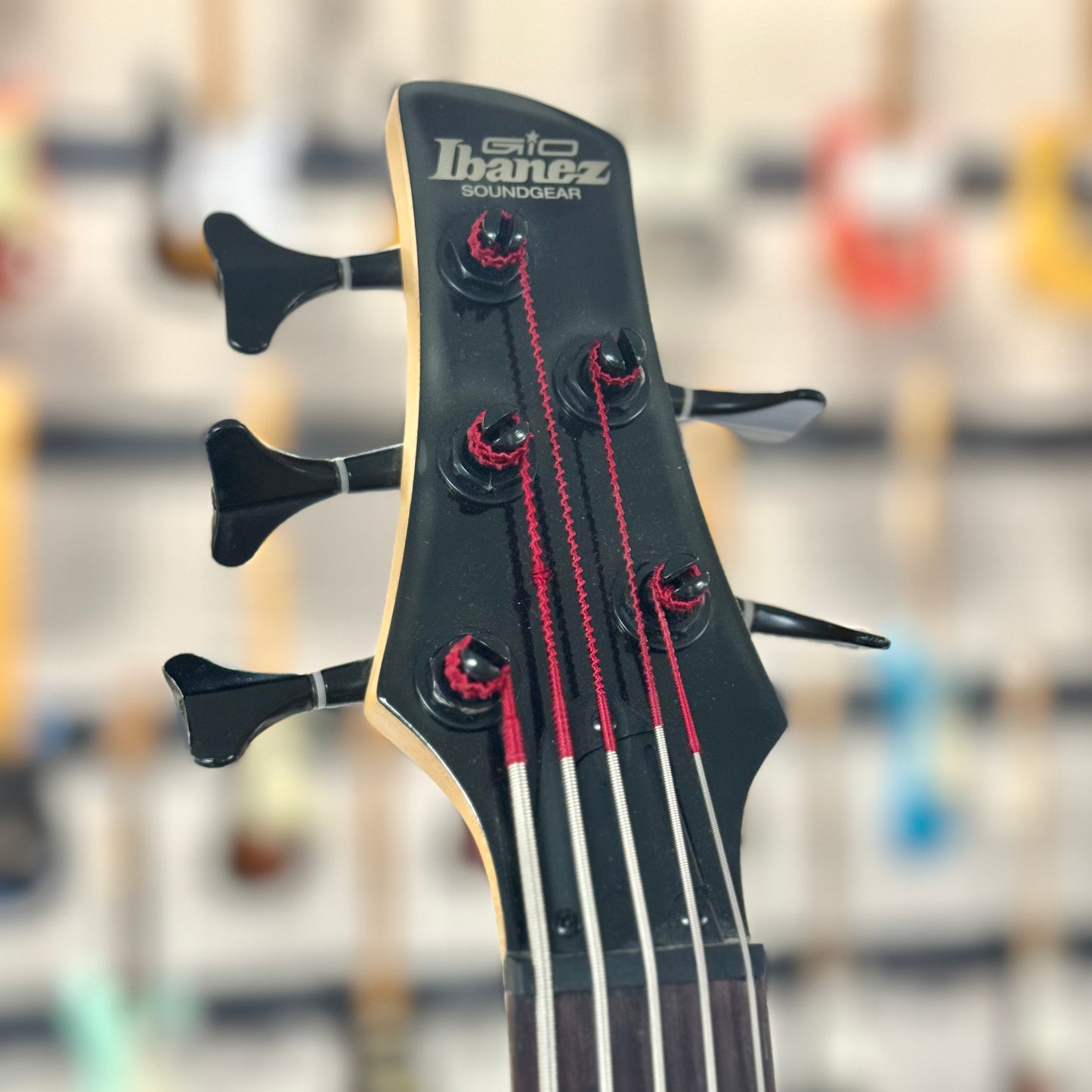 Headstock front of Used Ibanez Gio GSR205 Bass  Brown TSS3997