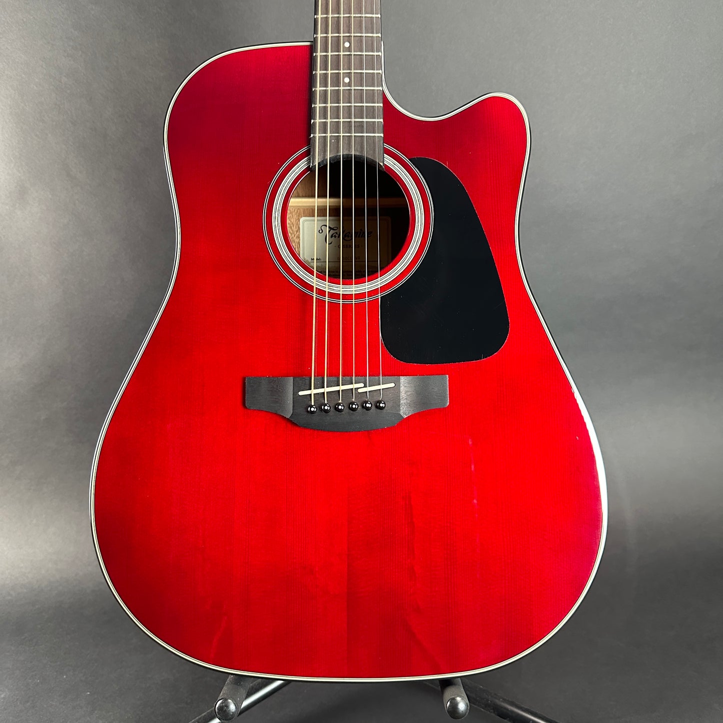 Front of body of Used Takamine GD30CE Red.