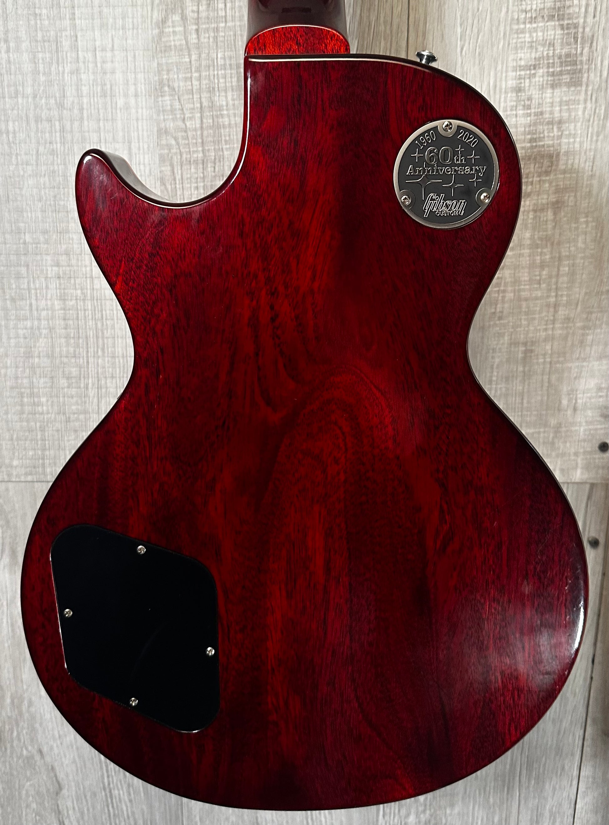Back view of Used 2020 Gibson Custom Shop 60th Anniversary 1960 Reissue Les Paul Cherry Sunburst w/case 