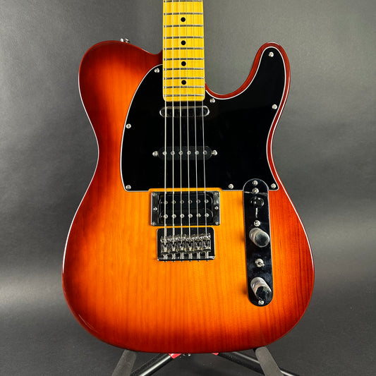 Front of body of Used 2012 Fender Modern Player Plus Tele Sunburst.