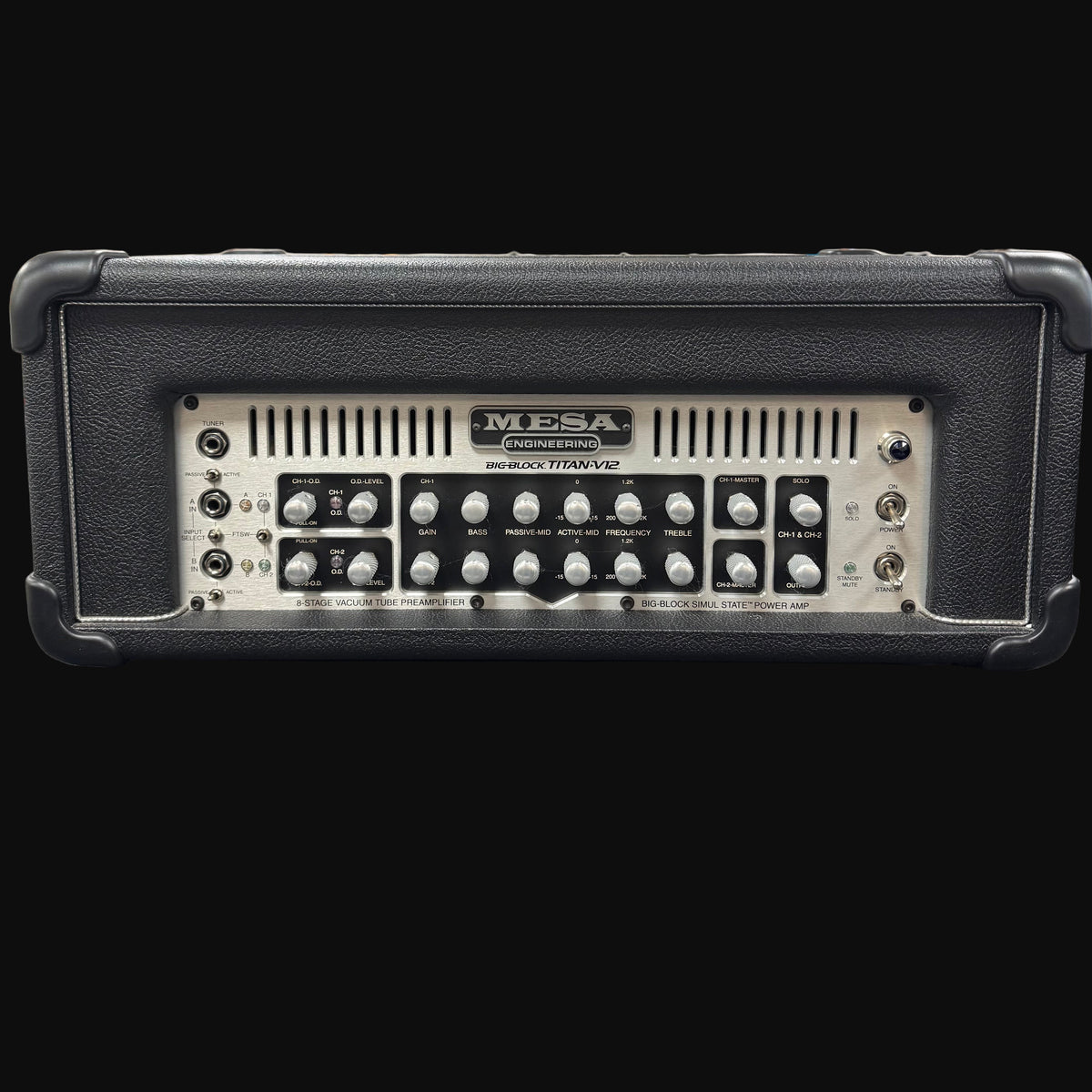 Front of Used Mesa Big Block Titan V12 1200w Bass Head TSS6348