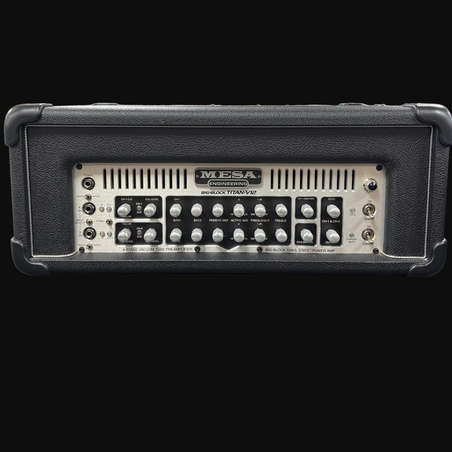 Front of Used Mesa Big Block Titan V12 1200w Bass Head TSS6348