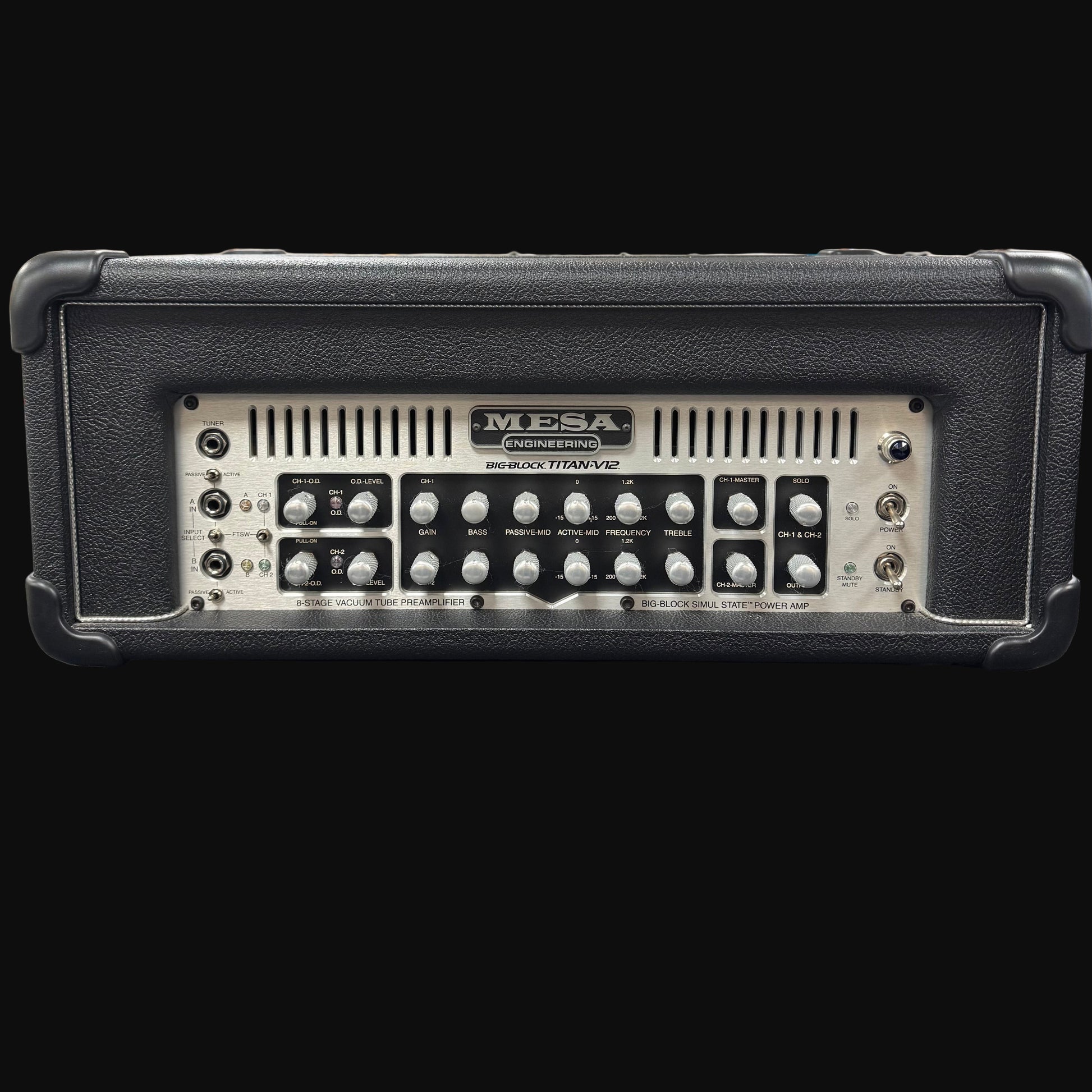 Front of Used Mesa Big Block Titan V12 1200w Bass Head TSS6348