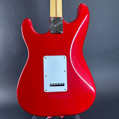 Back of body of Used 1992 Fender USA Strat Red.