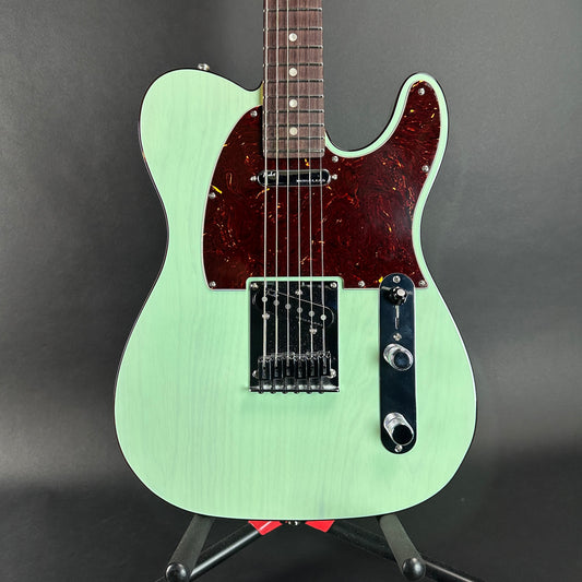 Front of Used Fender Ultra Luxe Tele RW Surf Green.