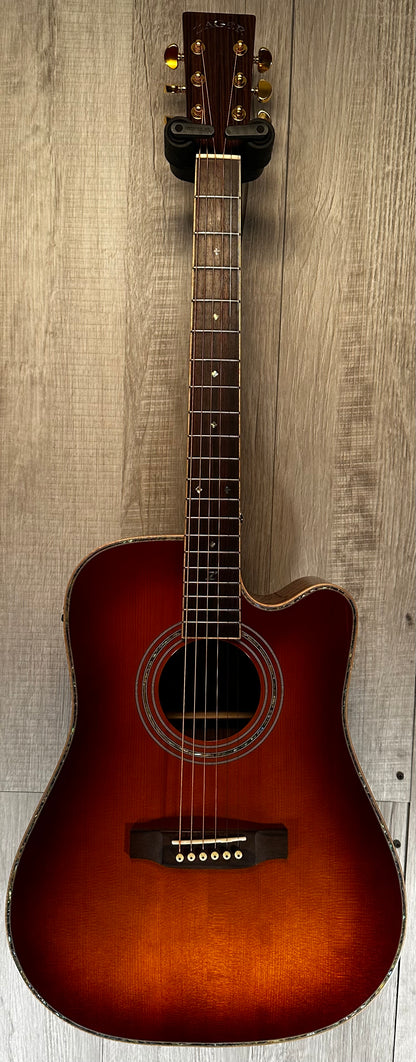 Full front view of Zager ZAD900CE Sunburst Acoustic w/case
