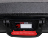 Close up of handle for Gator Patent Pending TSA Molded Plastic Case for Headless guitars by Ibanez, Strandberg, Aristides, Kiesel.