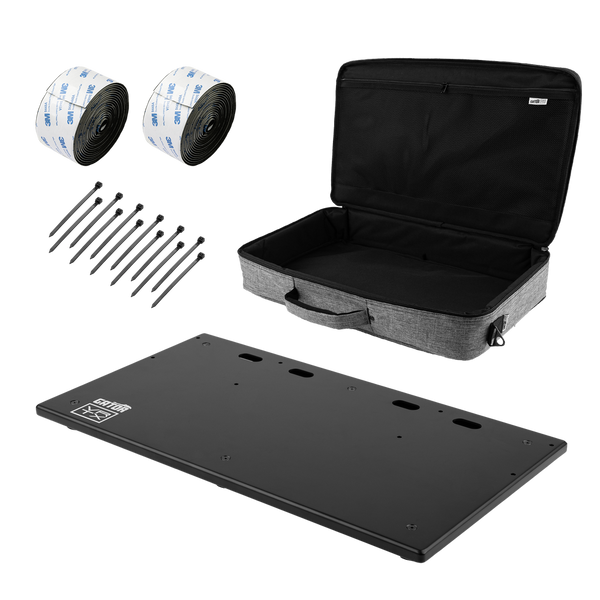 Full package of Vertex By Gator Tour Compact 23" x 13" Pedalboard.