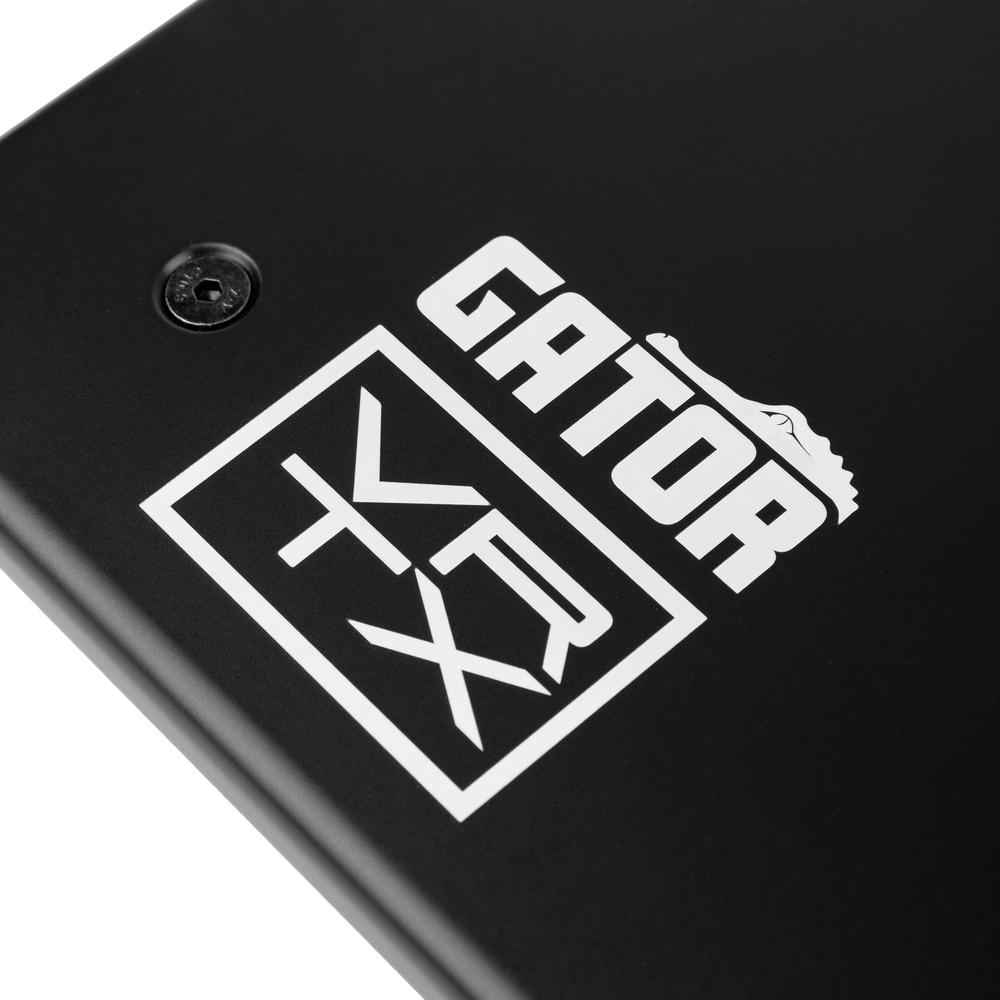 Close up of Vertex By Gator Tour Elite 31" x 13" Pedalboard logo.