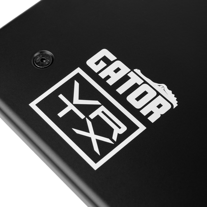 Close up of Vertex By Gator Tour Elite 31" x 13" Pedalboard logo.