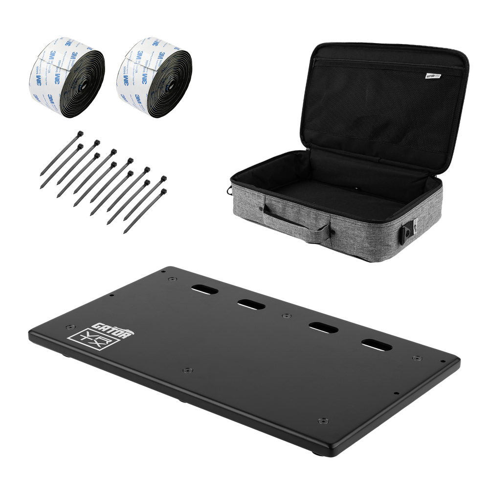 Vertex By Gator Travel Lite 17 x 10 Pedalboard and accessories.