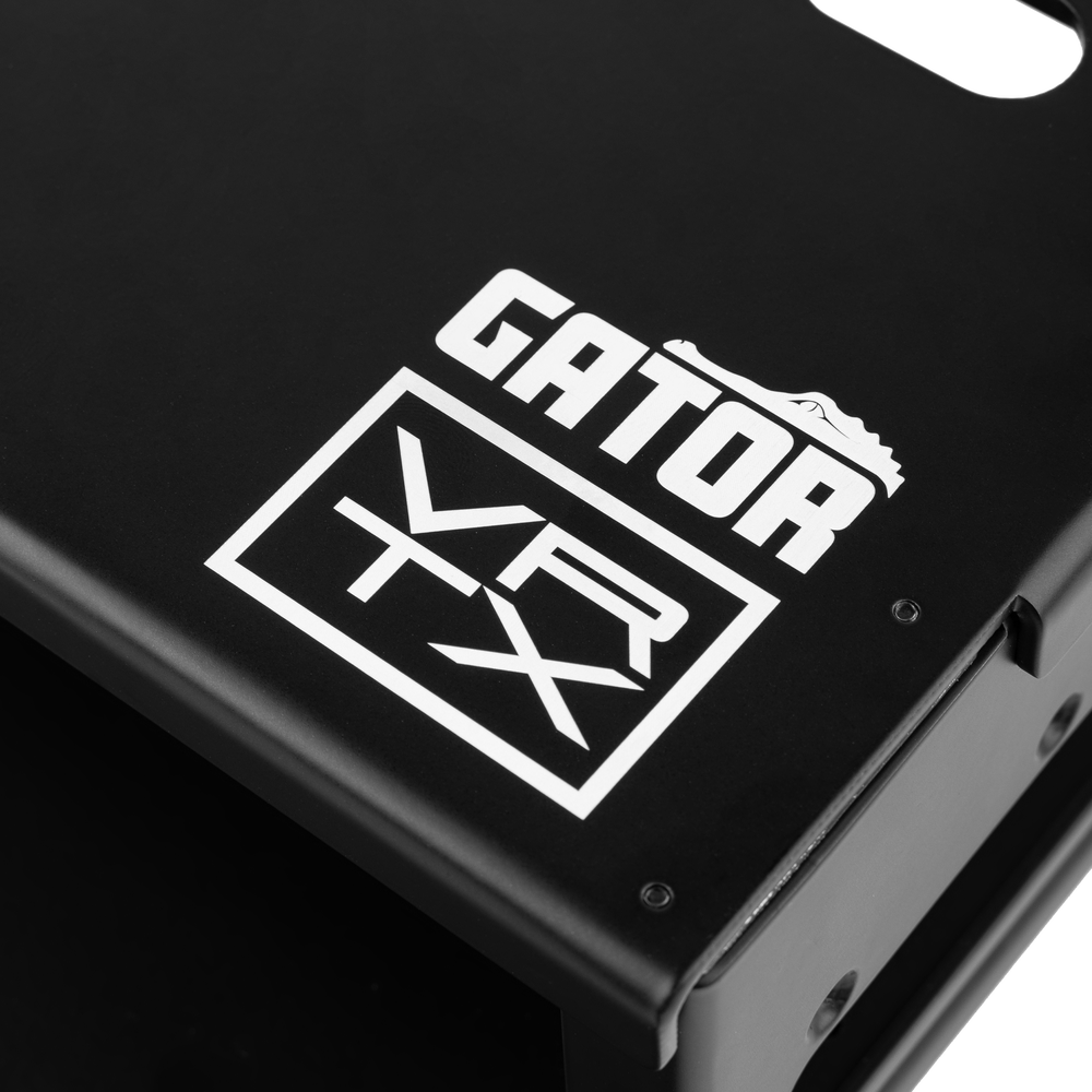 Close up of Vertex By Gator Travel Lite 17" x 10" Pedalboard and Riser logo.