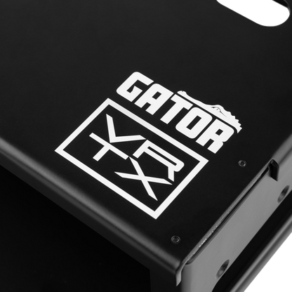 Close up of Vertex By Gator Travel Lite 17" x 10" Pedalboard and Riser logo.