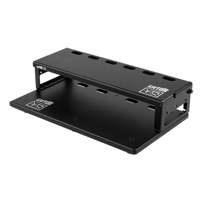 Right angle of Vertex By Gator Travel Lite 17" x 10" Pedalboard and Riser.