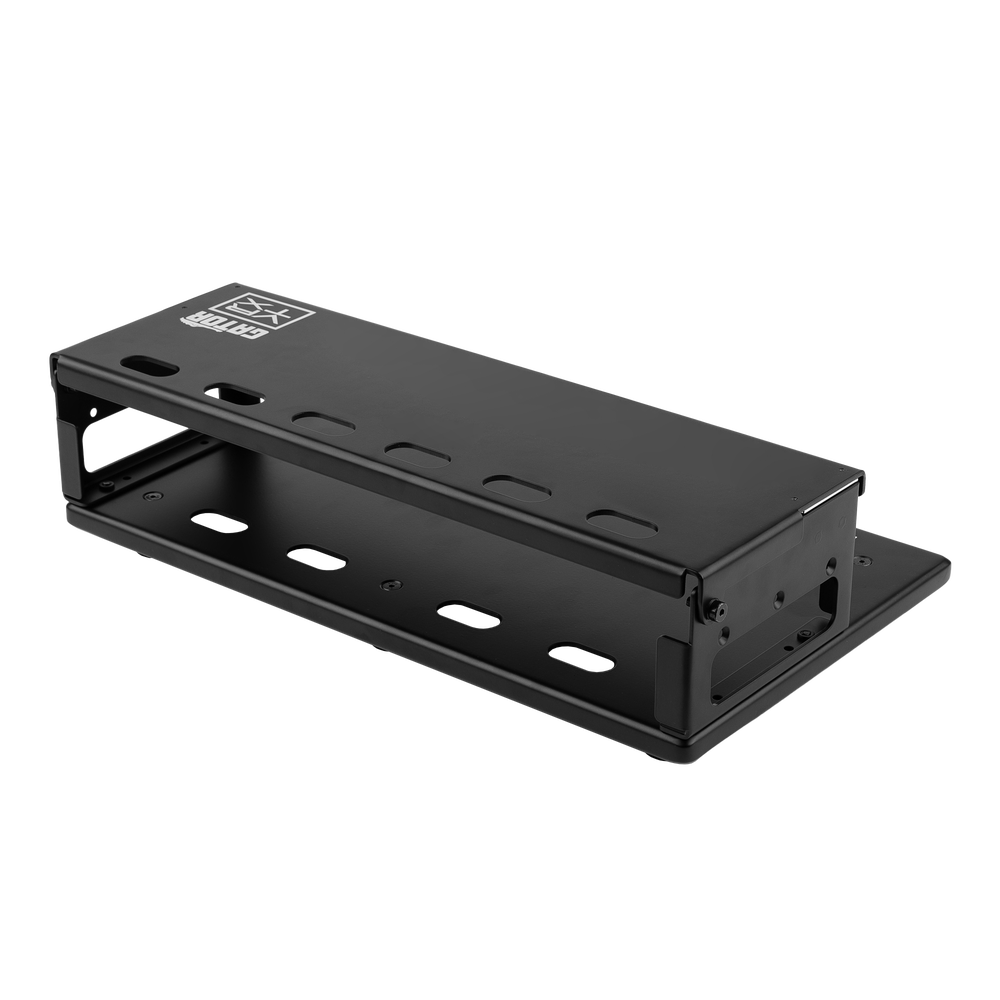 Back right angle of Vertex By Gator Travel Lite 17" x 10" Pedalboard and Riser.