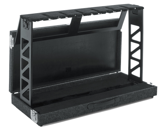 Front left angle of Gator GTRSTD6 Guitar Case Stand for 6 Guitars.