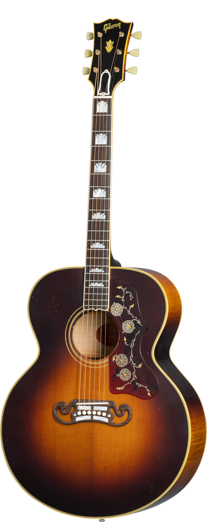 Full frontal of Gibson 1957 SJ-200 Light Aged Vintage Sunburst.