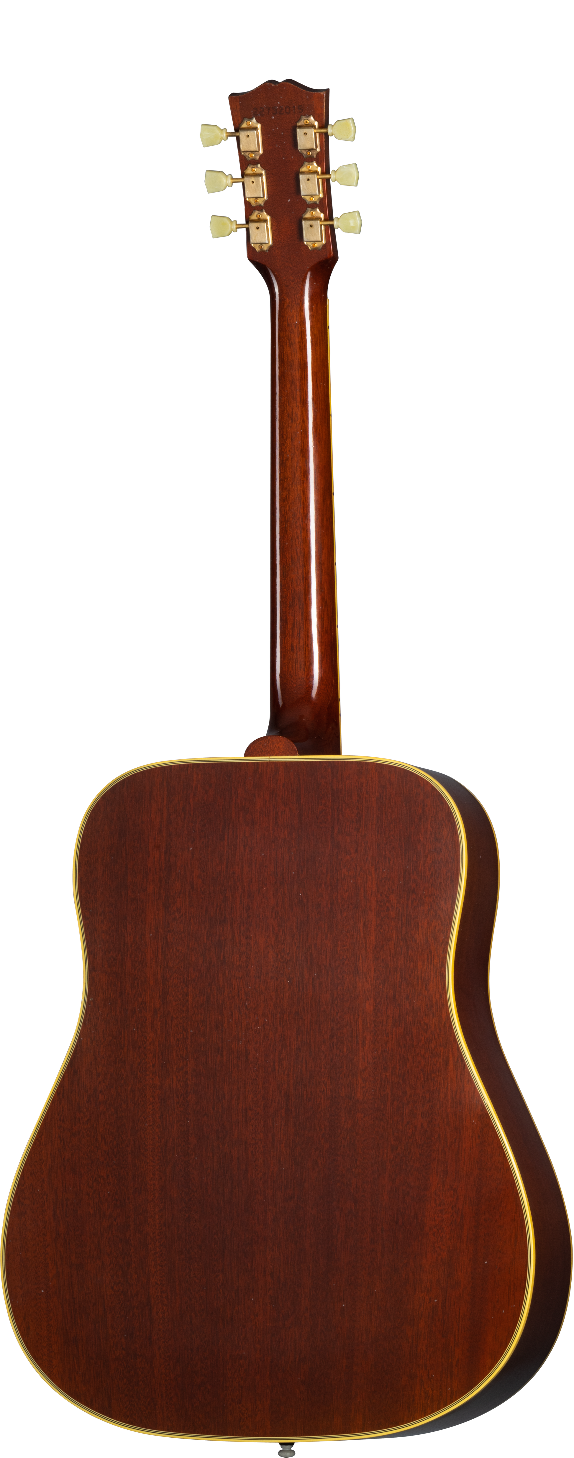 Back of Gibson 1960 Hummingbird Light Aged Heritage Cherry Sunburst.
