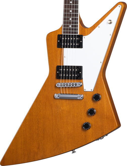 Front of Gibson 70s Explorer Antique Natural.