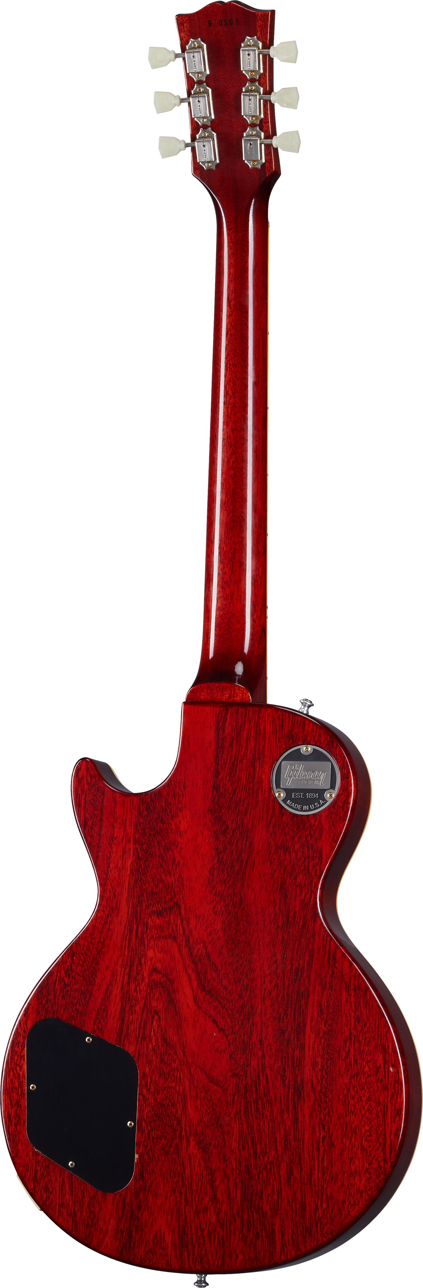 Back of Gibson Custom 1959 Les Paul Standard Reissue Murphy Lab Ultra Light Aged Factory Burst.