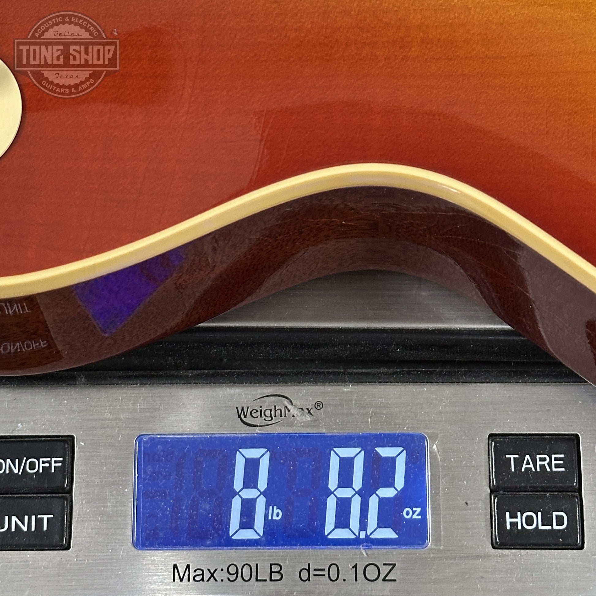 Weight of Gibson Custom 1959 Les Paul Sunrise Tea Burst Ultra Light Aged 933934.