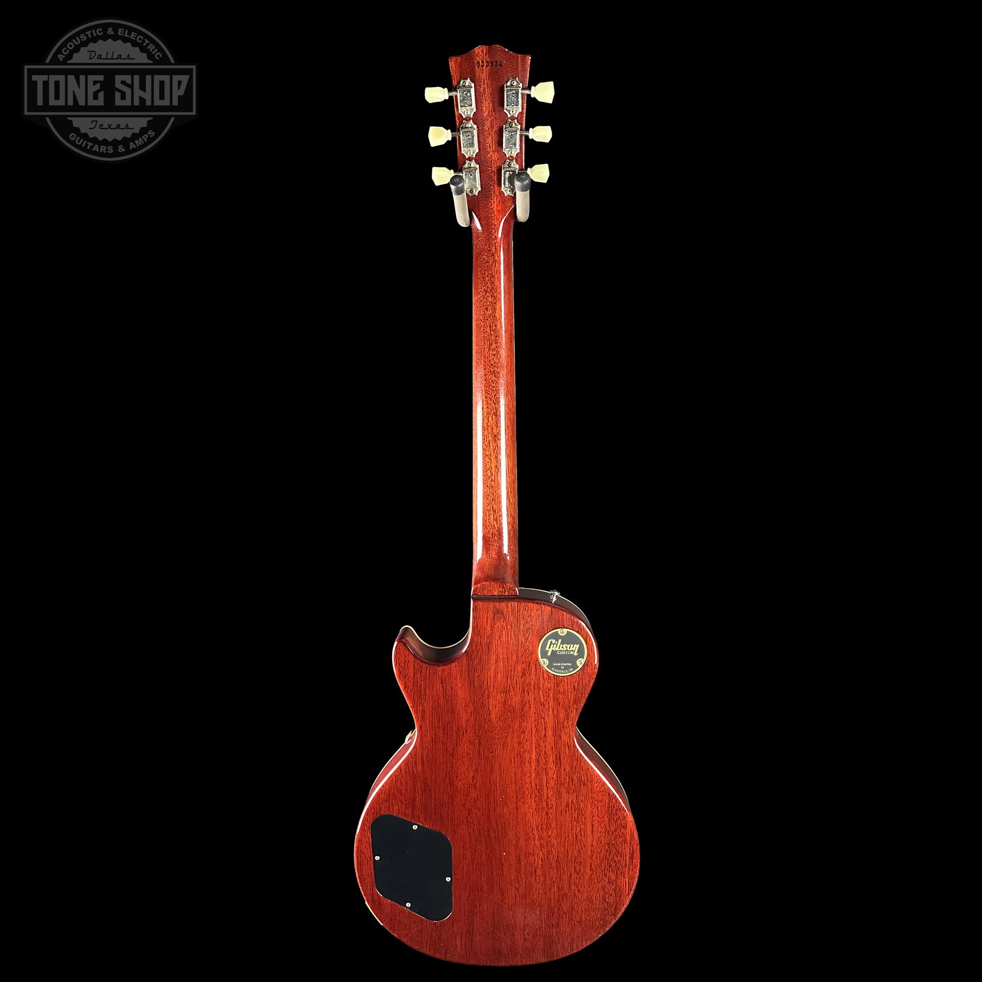 Back of Gibson Custom 1959 Les Paul Sunrise Tea Burst Ultra Light Aged 933934.