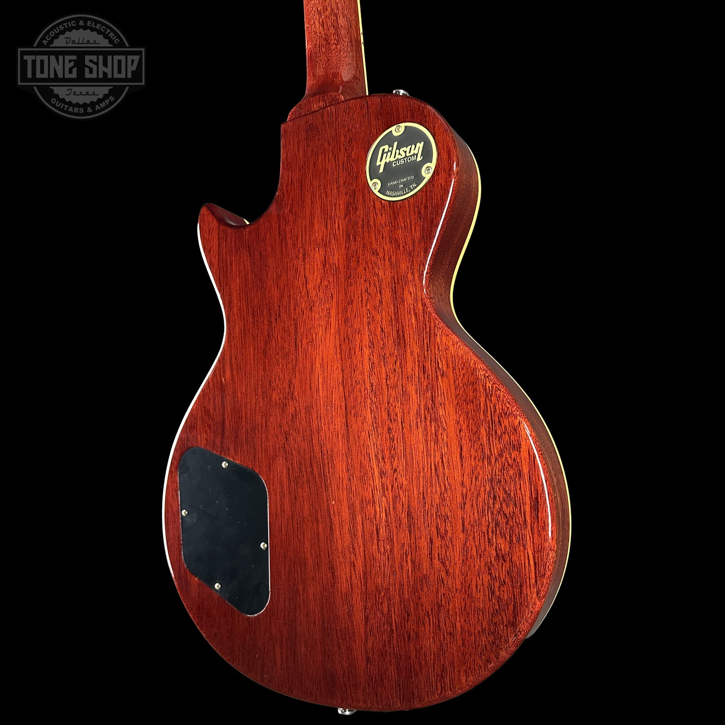 Back right angle of Gibson Custom 1959 Les Paul Sunrise Tea Burst Ultra Light Aged 933934 body.