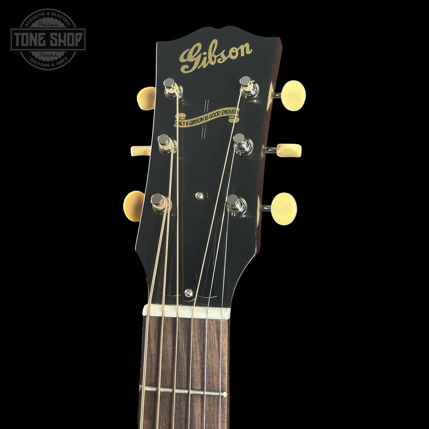 Headstock of Gibson Custom Dealer Select 1942 J-45 Historic Sinker Mahogany 23205028.