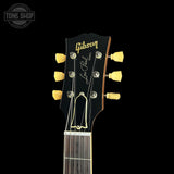 Headstock of Gibson Custom Dealer Select 1956 Les Paul Chambered Double Gold Bigsby Ultra Light Aged 65400.